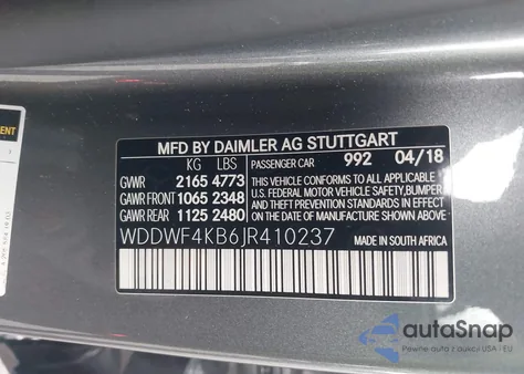 2018 Mercedes-Benz C 300 4Matic из США, поврежденный, VIN WDDWF4KB6JR410237